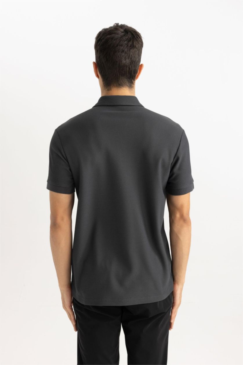 HOMME Anthracite T-Shirt Polo Coupe Moderne à Manches Courtes