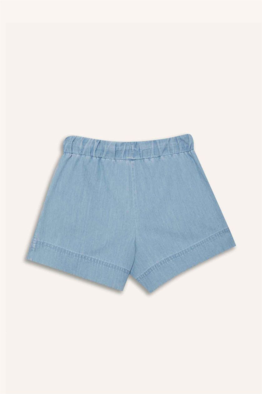 بناتي أزرق فاتح شورت جينز بناتي أزرق بخصر مطاطي