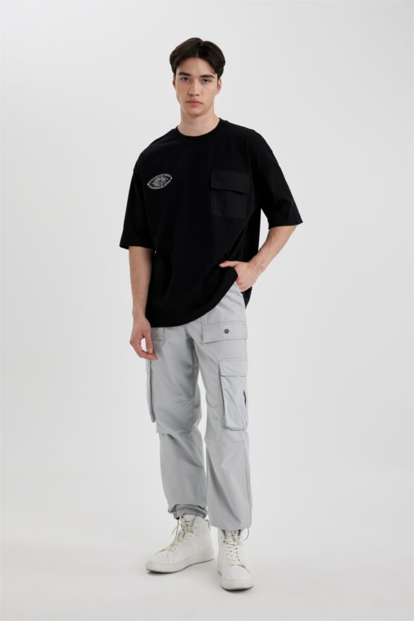 رجال رمادي فاتح سروال كارجو باجي برجل عادي وجيب