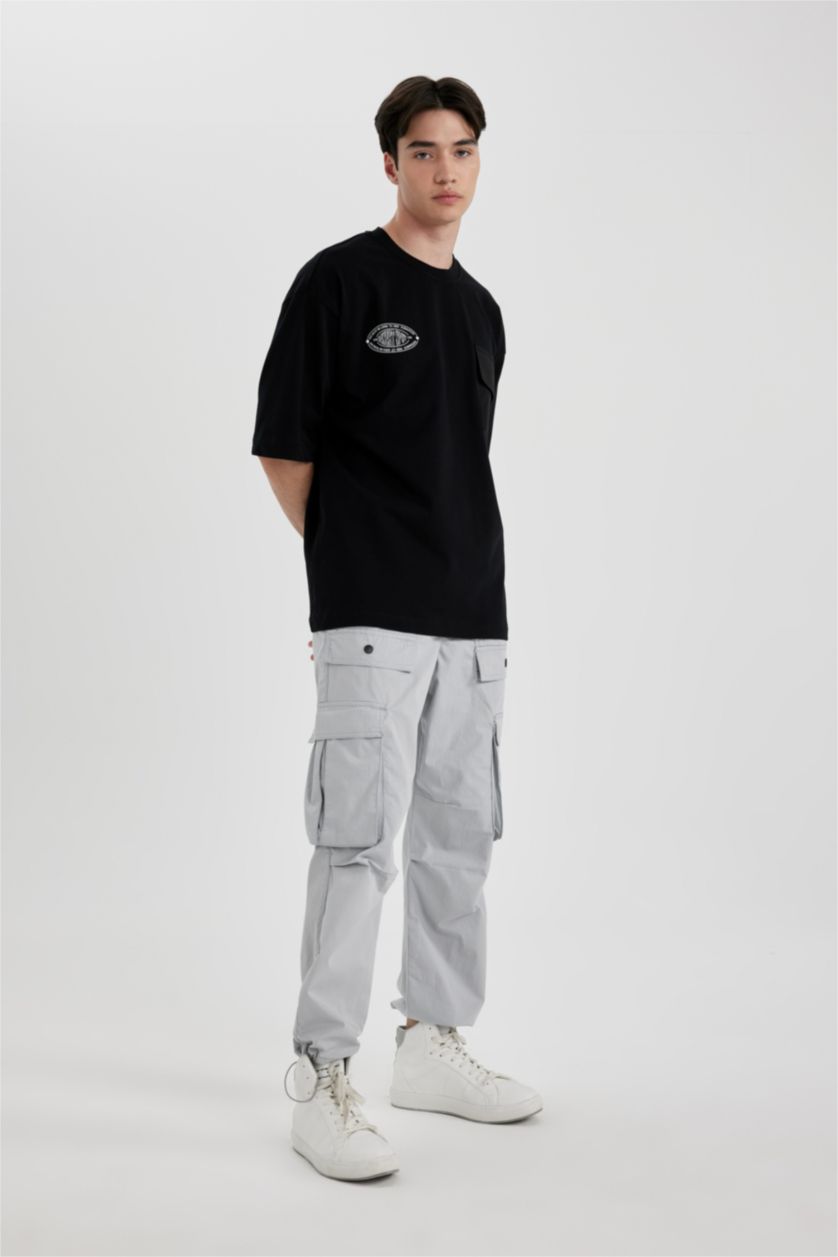 رجال رمادي فاتح سروال كارجو باجي برجل عادي وجيب