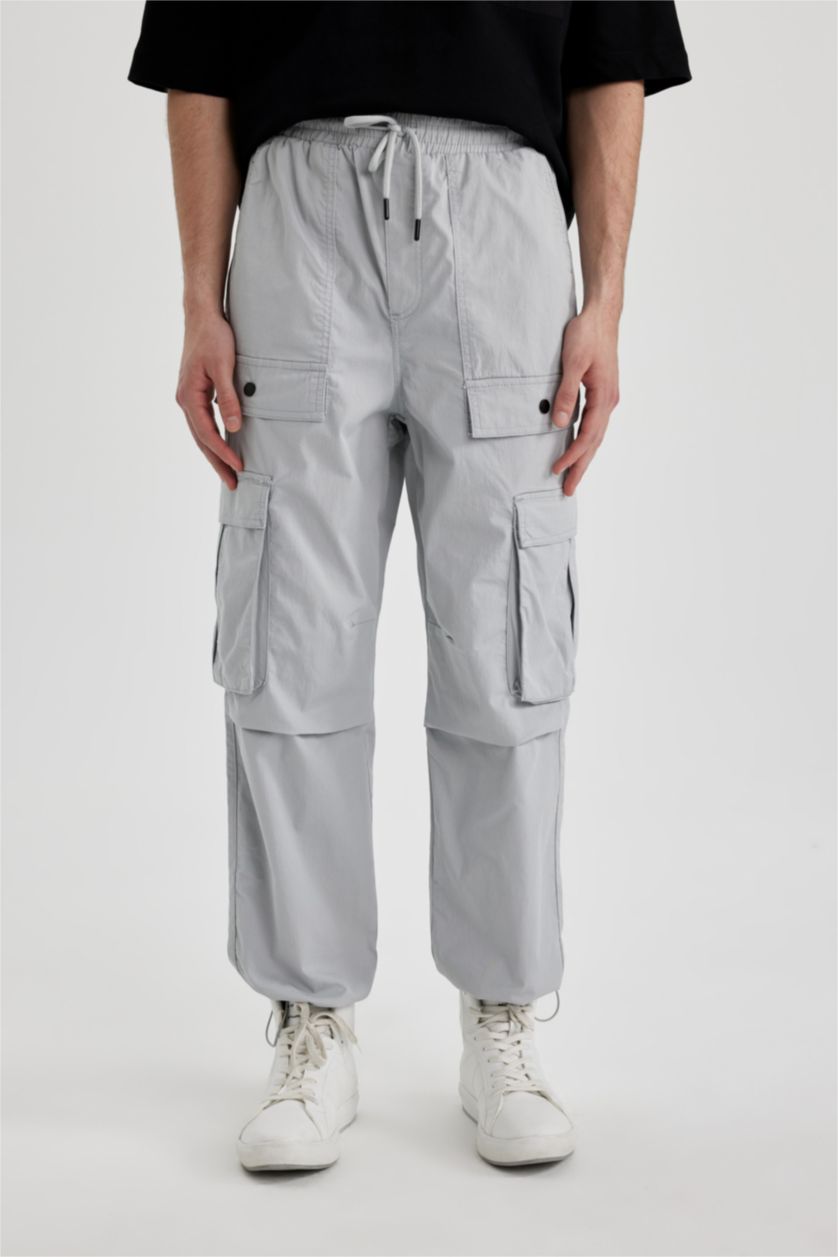 رجال رمادي فاتح سروال كارجو باجي برجل عادي وجيب