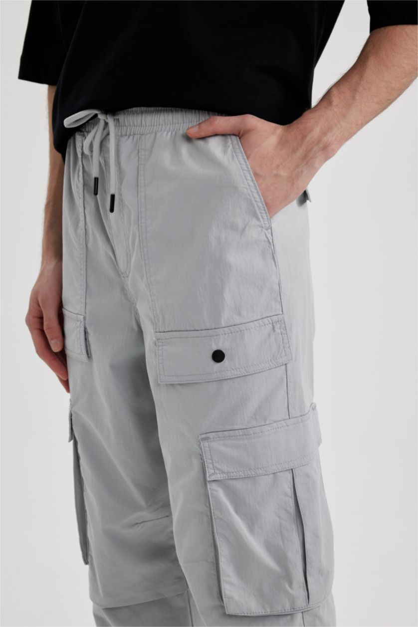 رجال رمادي فاتح سروال كارجو باجي برجل عادي وجيب