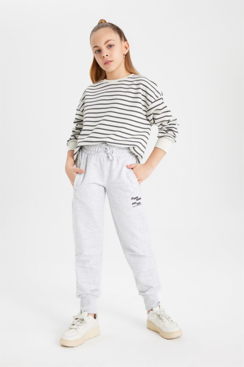 GIRLS & TEENS Light Grey Melange Girl Jogger Sweatpants
