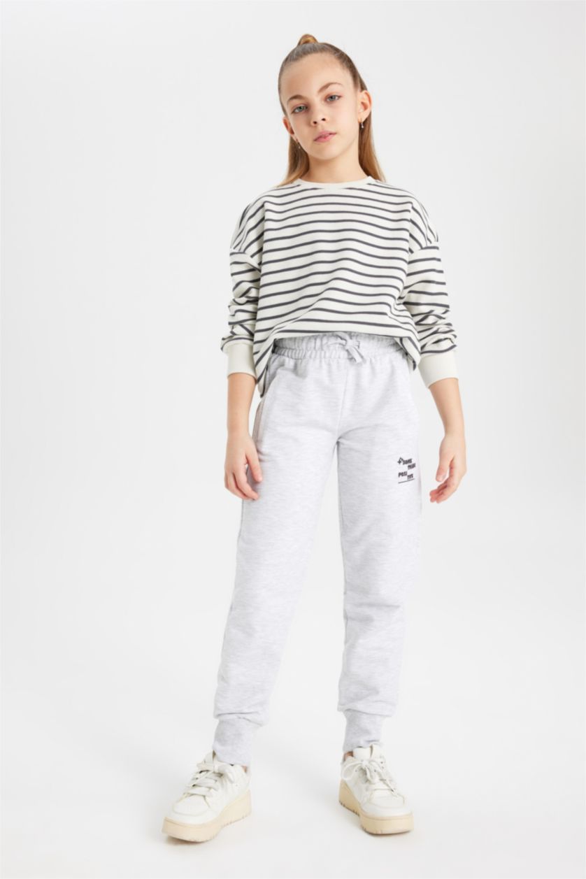GIRLS & TEENS Light Grey Melange Girl Jogger Sweatpants