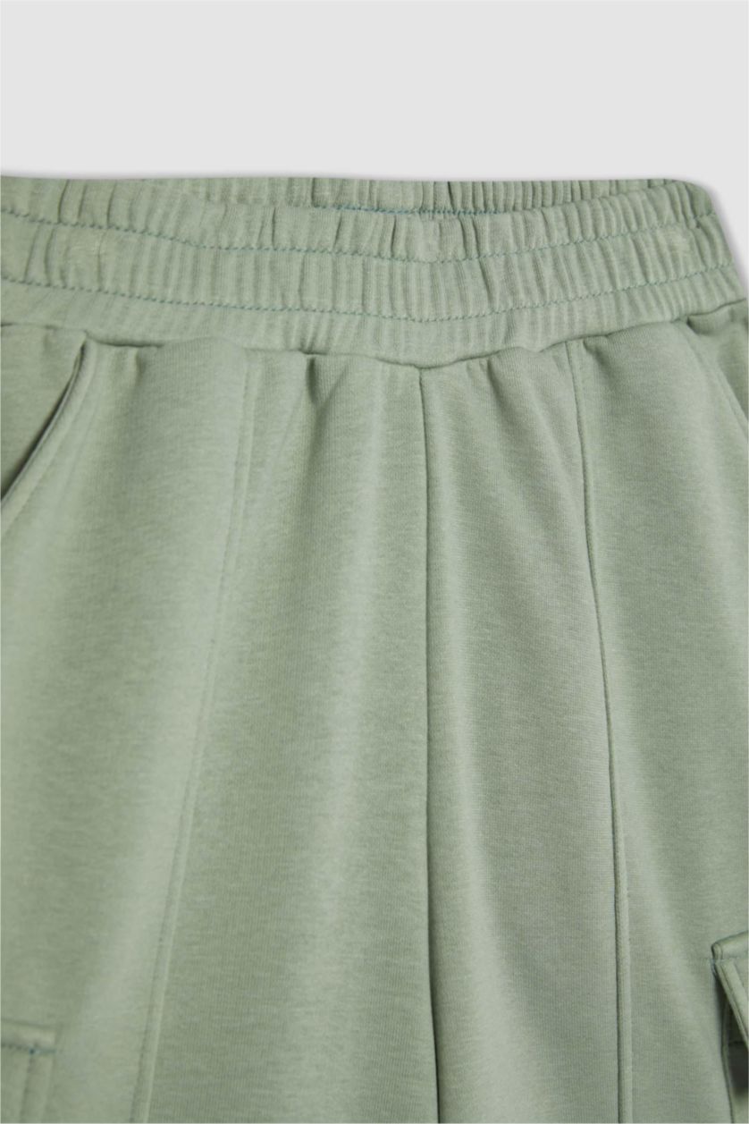 بنات أخضر فاتح بنطلون بجامة رياضي كارجو بناتي برجل واسع