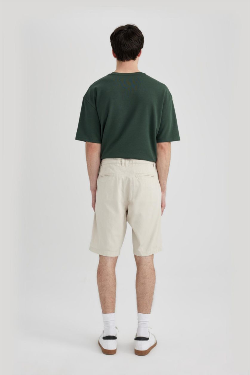 رجالي اللون الحجري برمودا جينز قصة عادية