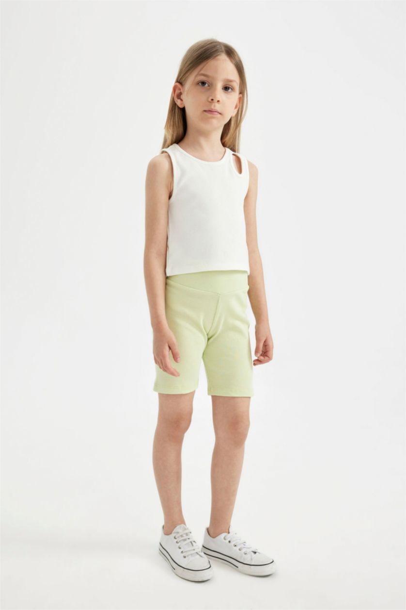 Girls & Teens Light Green ستريج قصير بناتي مضلع