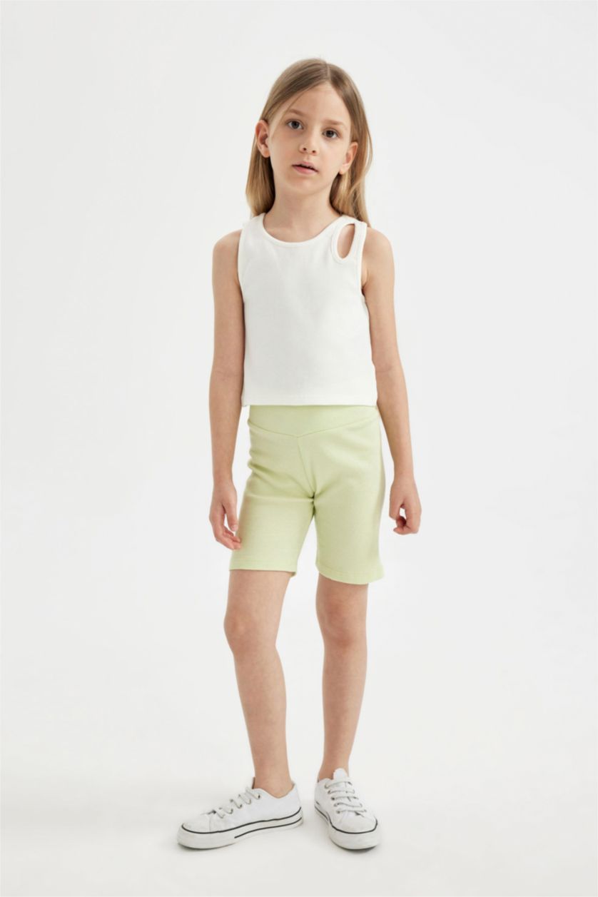Girls & Teens Light Green ستريج قصير بناتي مضلع