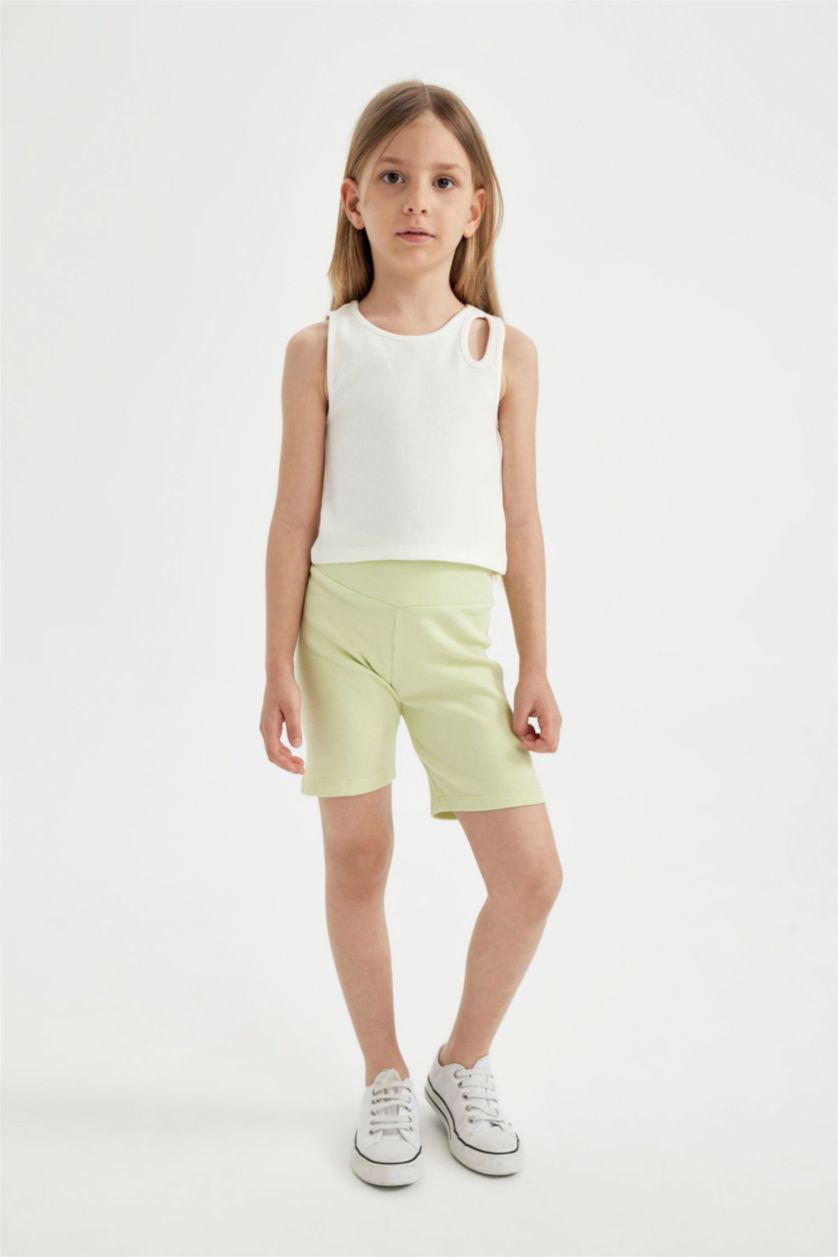 Girls & Teens Light Green ستريج قصير بناتي مضلع