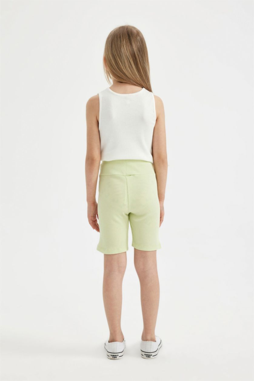 بنات أخضر فاتح ستريج قصير بناتي مضلع