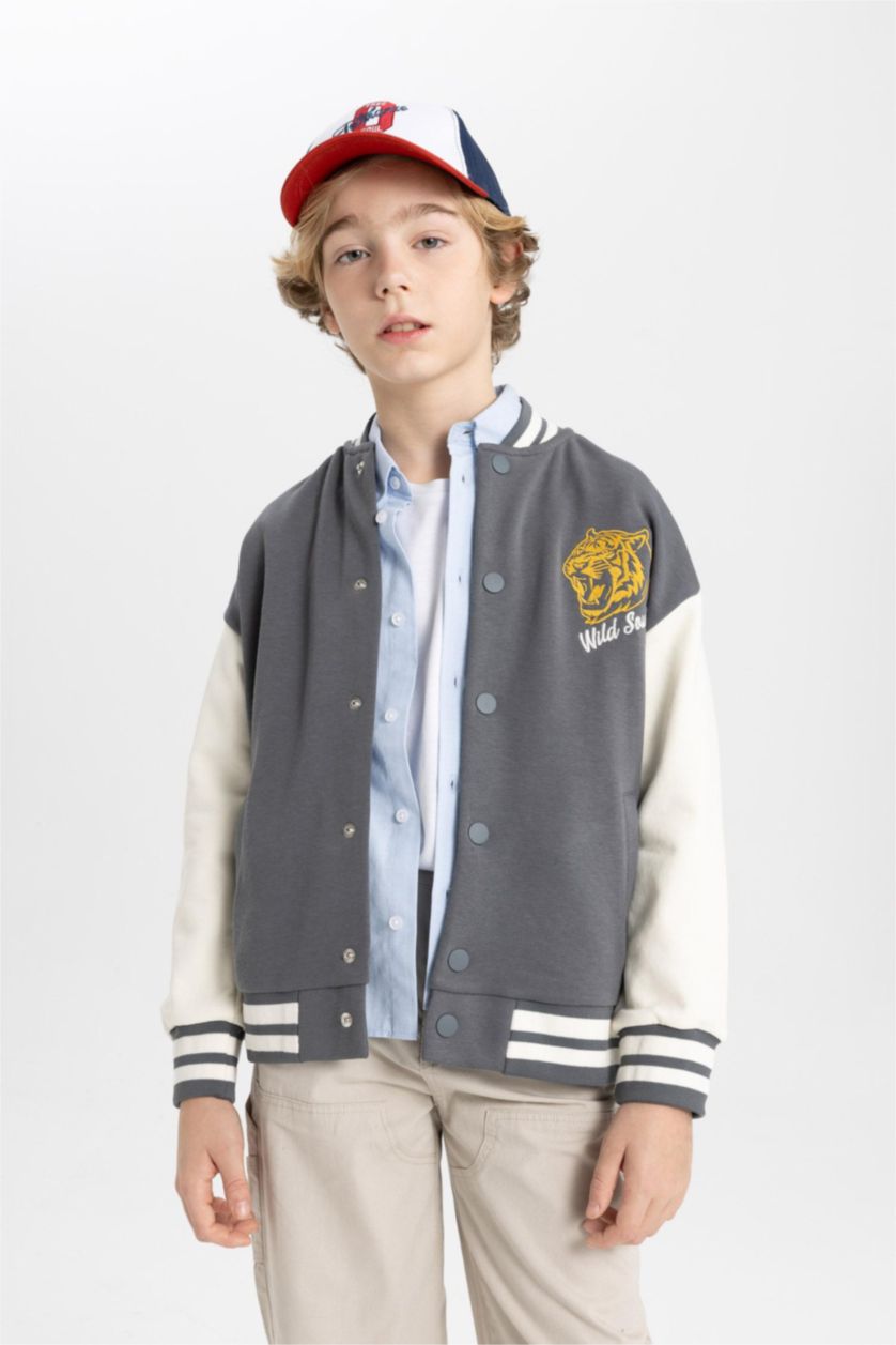 أولاد أنثرا جاكيت بومبر ولادي اوفر سايز مطبوع