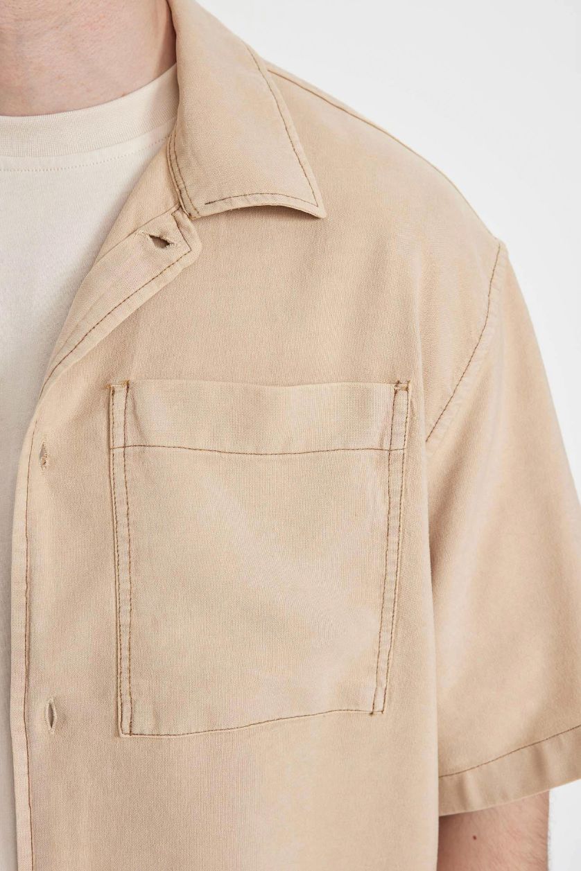 MAN Beige Relax Fit Short Sleeve Shirt