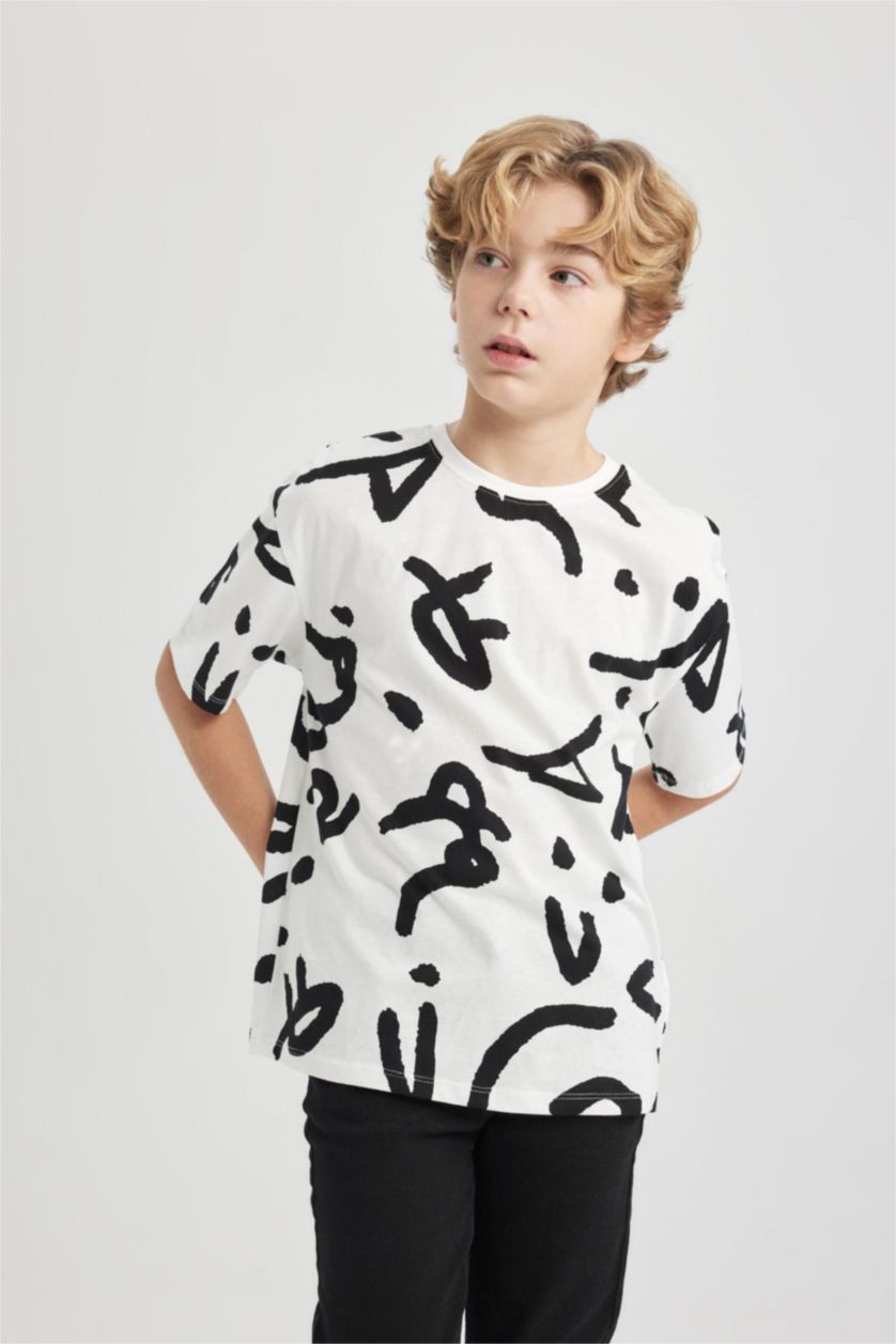 أولادي بيج فاتح تيشيرت اولادي نص كم اوفر سايز برقبة مستديرة