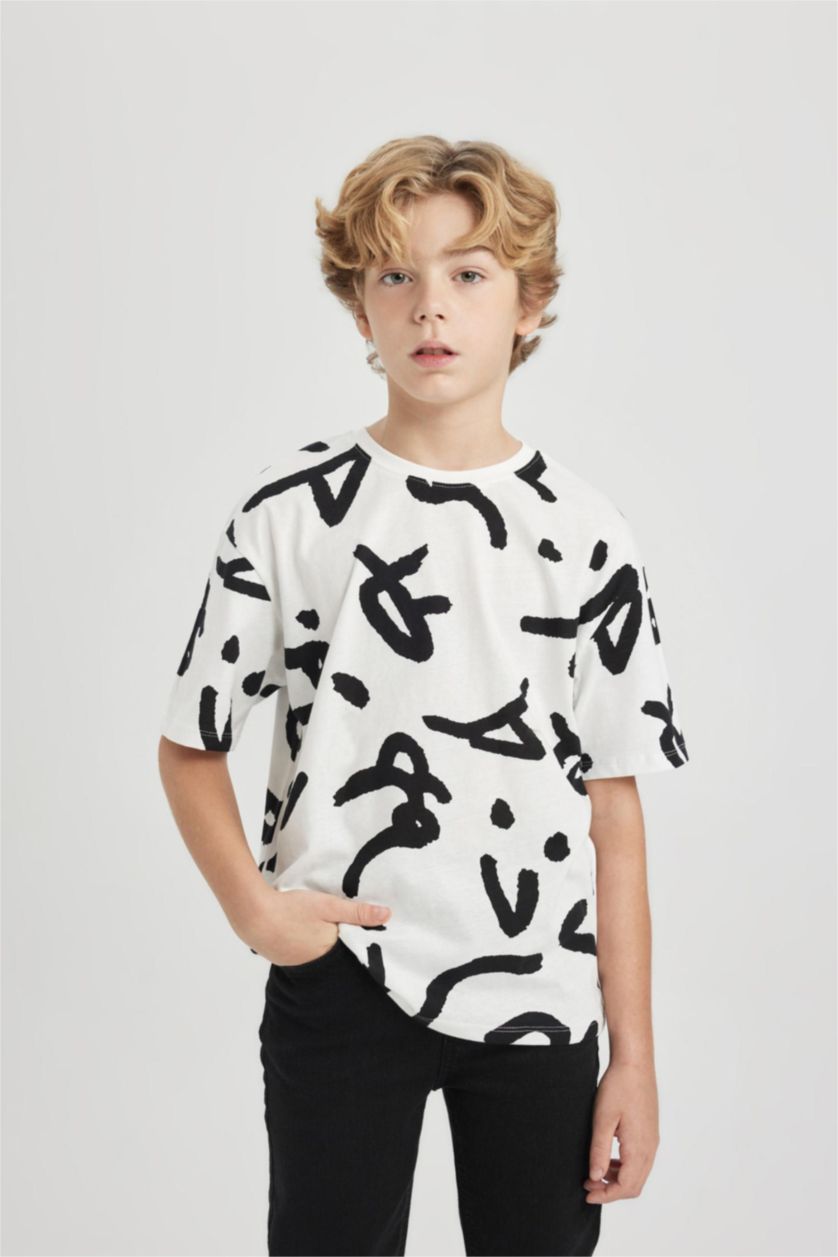 أولادي بيج فاتح تيشيرت اولادي نص كم اوفر سايز برقبة مستديرة