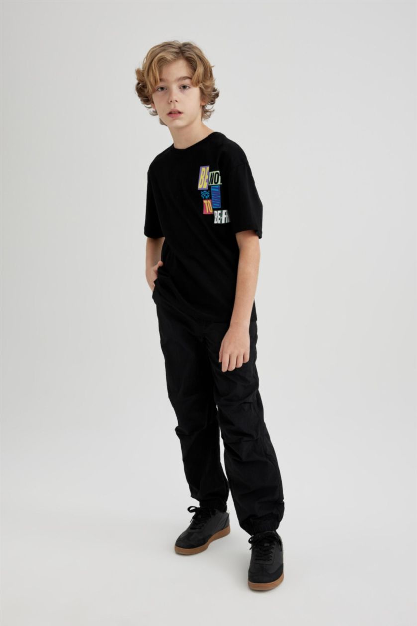 أولاد أسود Boy Oversize Short Sleeve T-Shirt