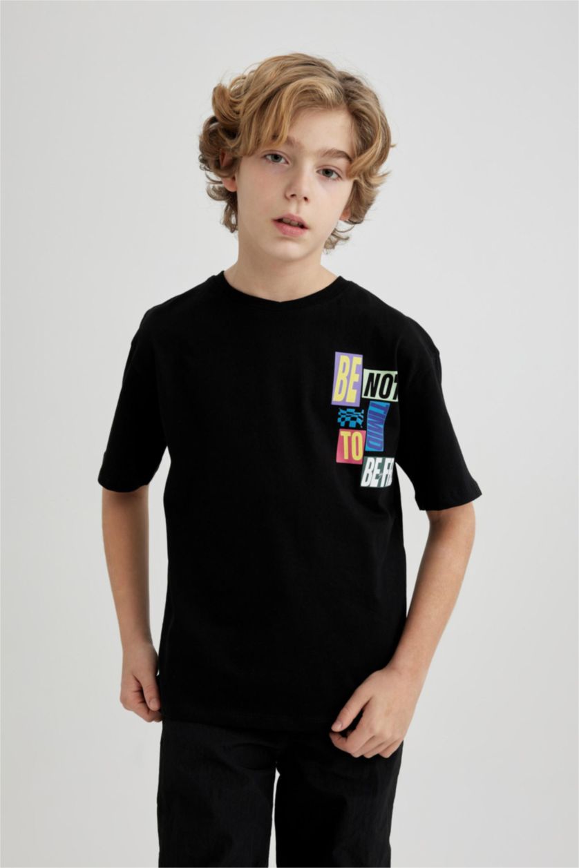 أولاد أسود Boy Oversize Short Sleeve T-Shirt