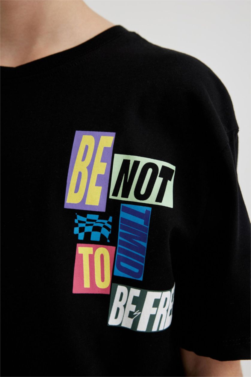 أولاد أسود Boy Oversize Short Sleeve T-Shirt