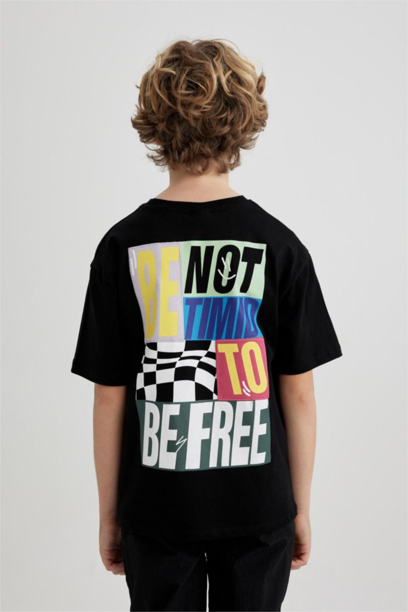 أولاد أسود Boy Oversize Short Sleeve T-Shirt