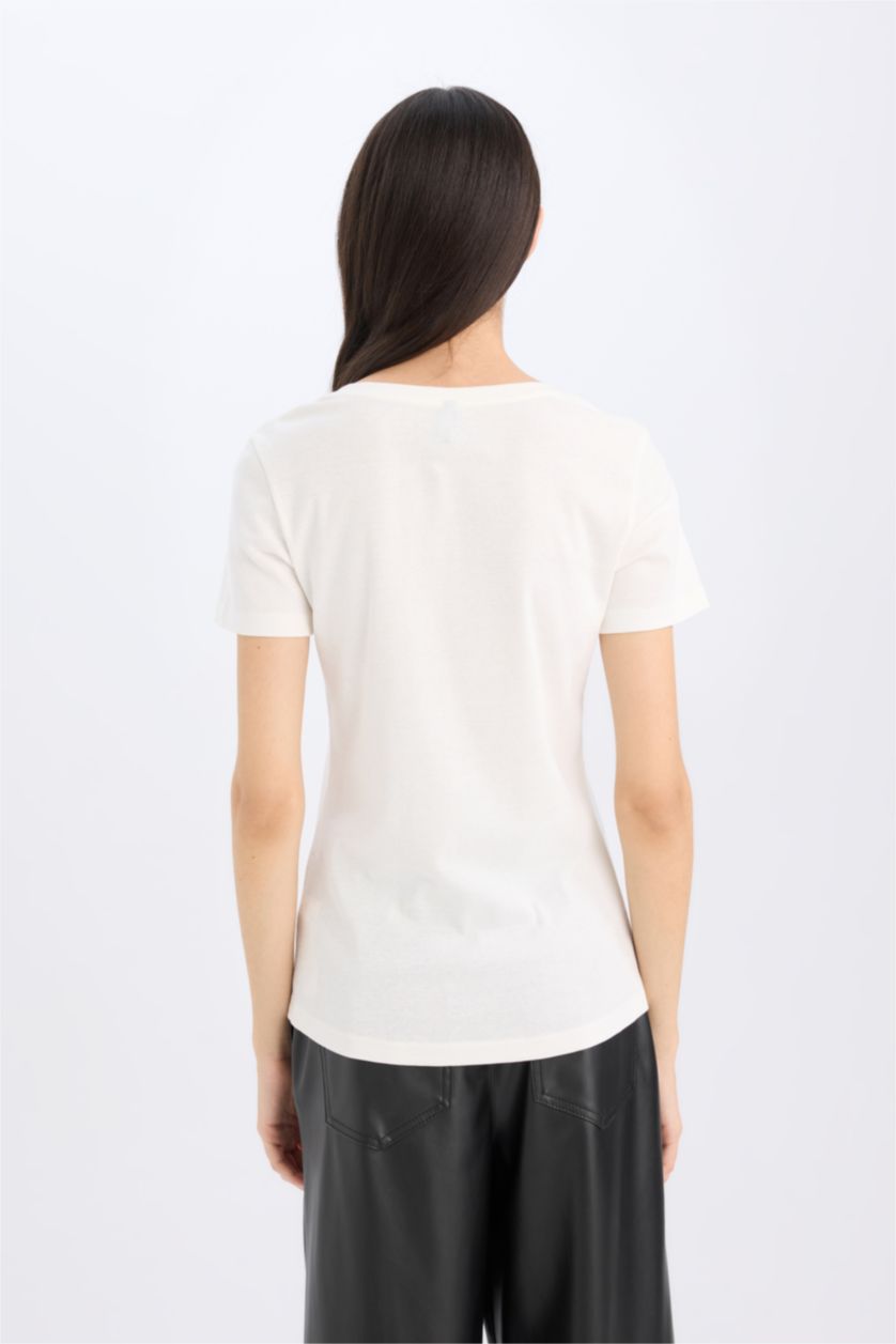 Әйелдерге экру v жаға қабырға Қысқа жеңді футболка