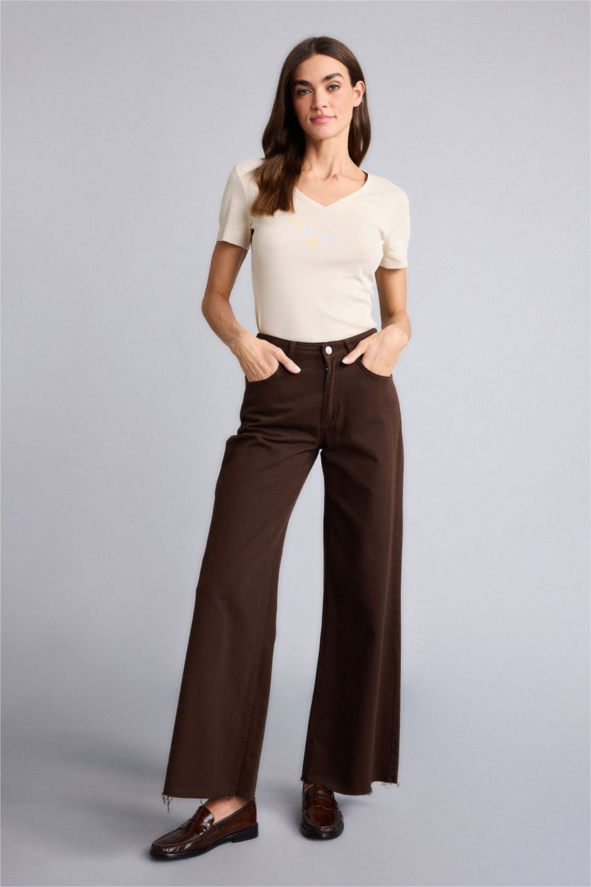 Женщины Бежевый Regular Fit Ribana Short Sleeve T-Shirt