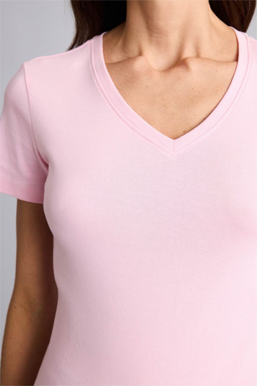 Женщины Розовый Regular Fit Ribana Short Sleeve T-Shirt