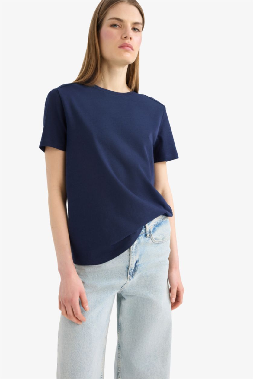 FEMME Marin T-shirt basique premium à manches longues Coupe décontractée