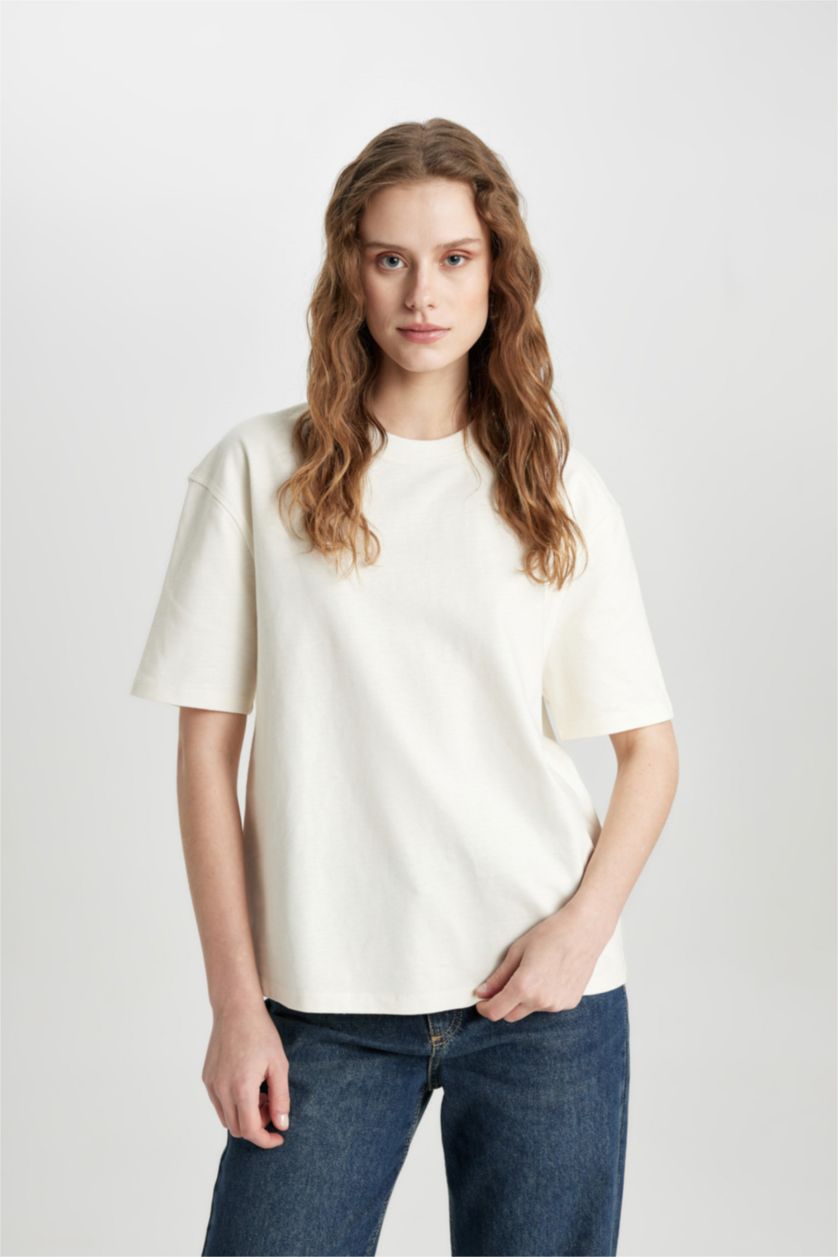 WOMAN Sand Relax Fit Crew Neck Premium Basic T-Shirt