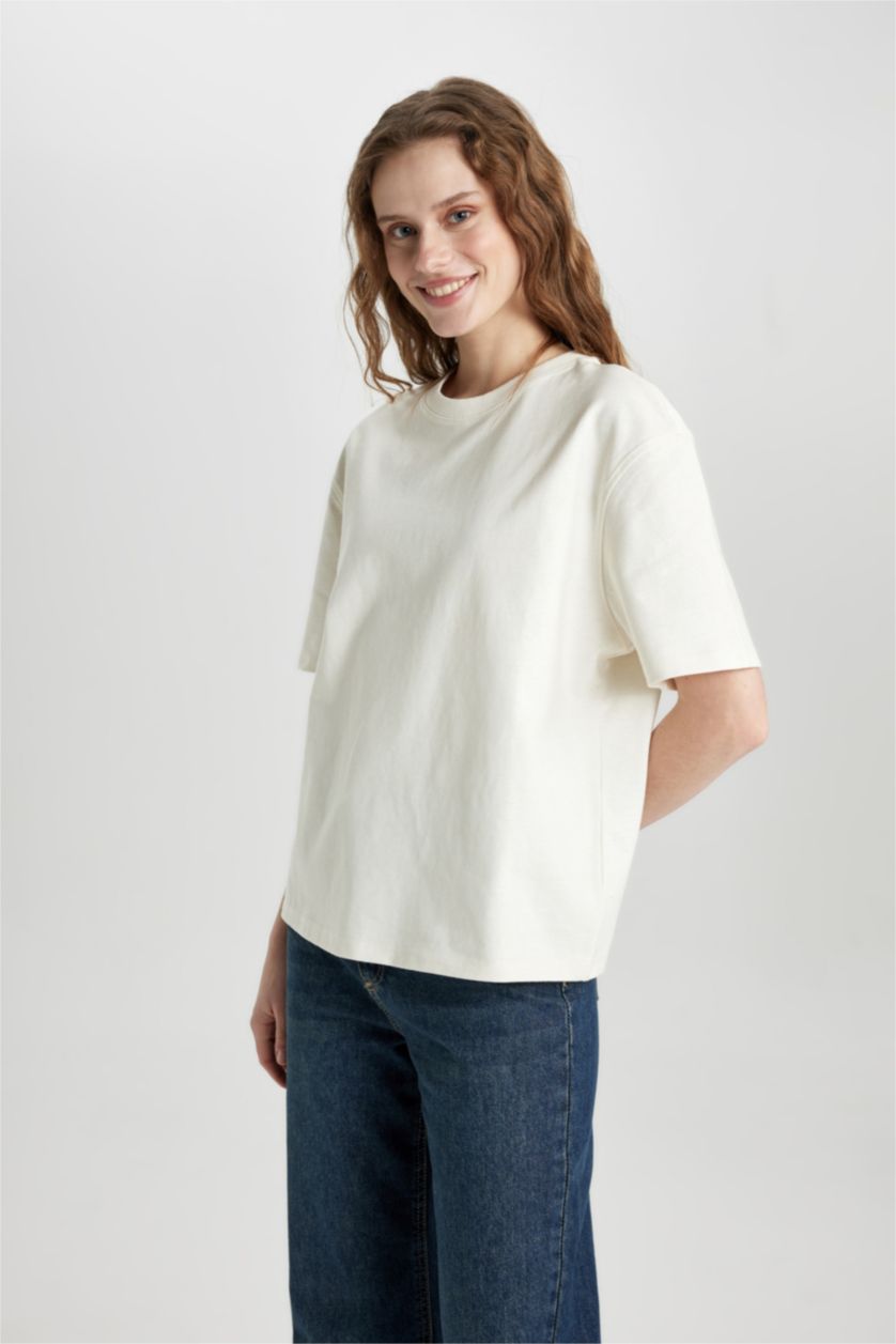 WOMAN Sand Relax Fit Crew Neck Premium Basic T-Shirt