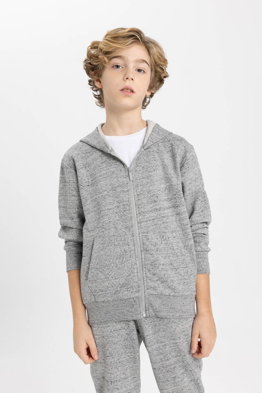 BOYS & TEENS Grey Boy Hooded Cardigan