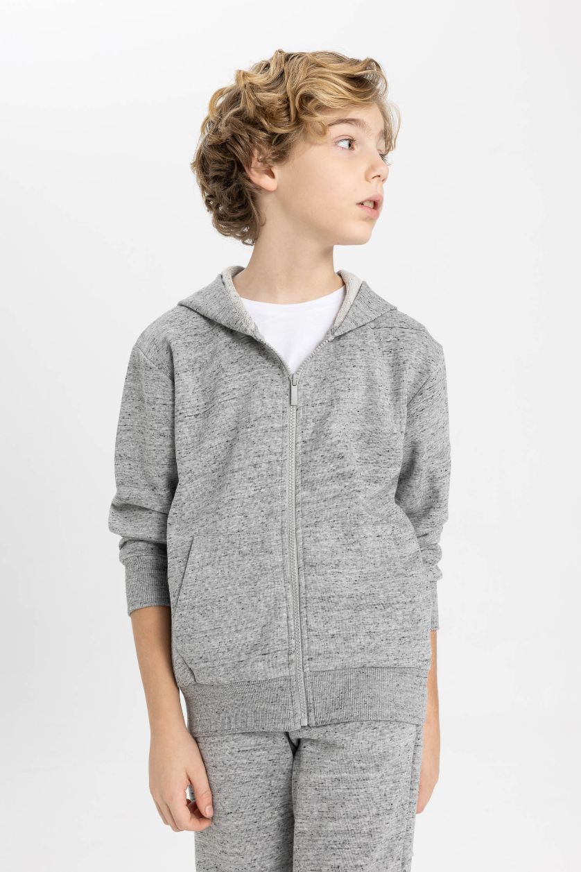 BOYS & TEENS Grey Boy Hooded Cardigan