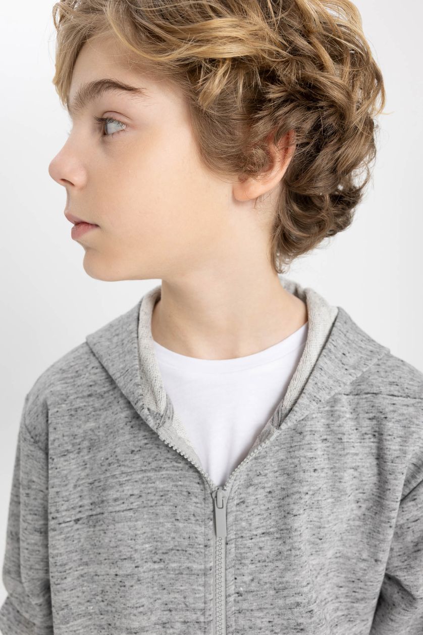BOYS & TEENS Grey Boy Hooded Cardigan