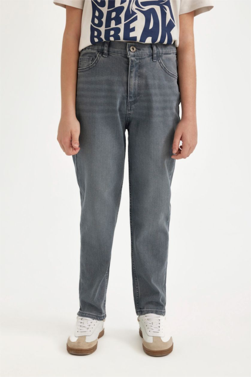 Мальчики и подростки Серо-голубой Джинсы прямые для мальчиков, Школьная коллекция