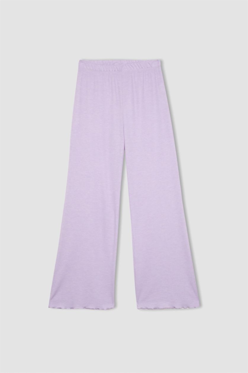 Kadın Açık Lila Fall in Love Regular Fit Waffle Casual Pijama Altı