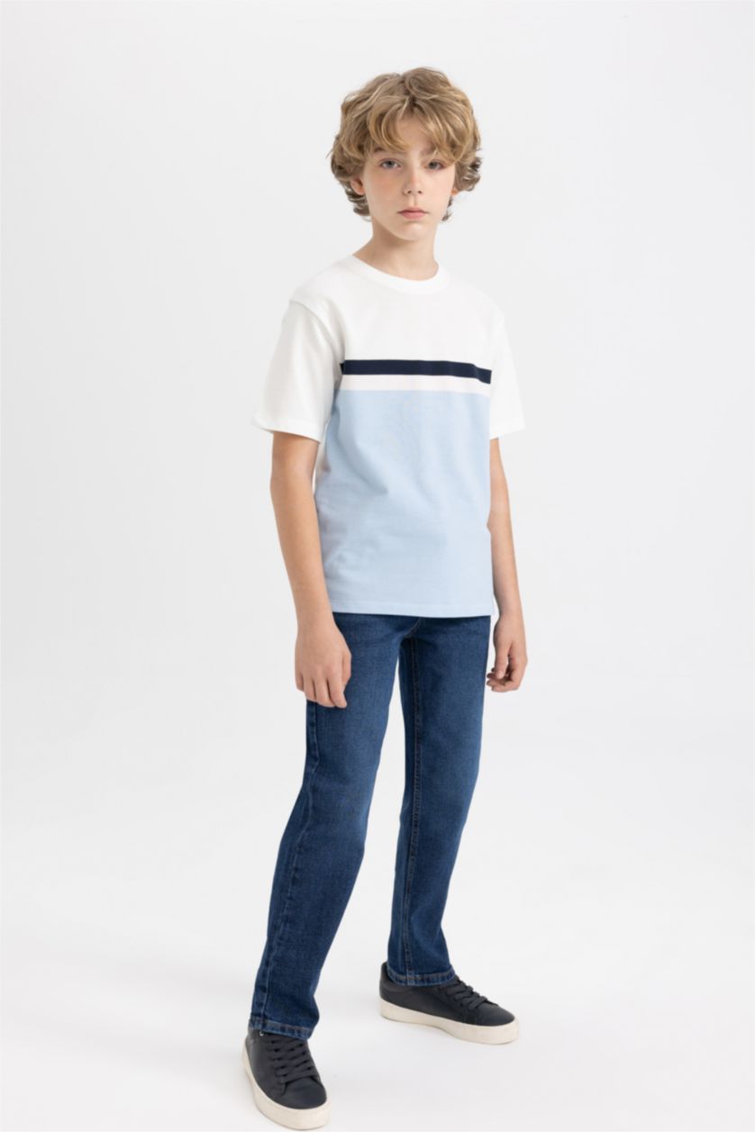 Erkek Çocuk - Genç Erkek Koyu Mavi Straıght Fıt Düz Paça Jean Pantolon Erkek Çocuk