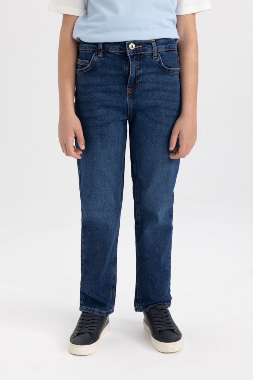 Erkek Çocuk - Genç Erkek Koyu Mavi Straıght Fıt Düz Paça Jean Pantolon Erkek Çocuk