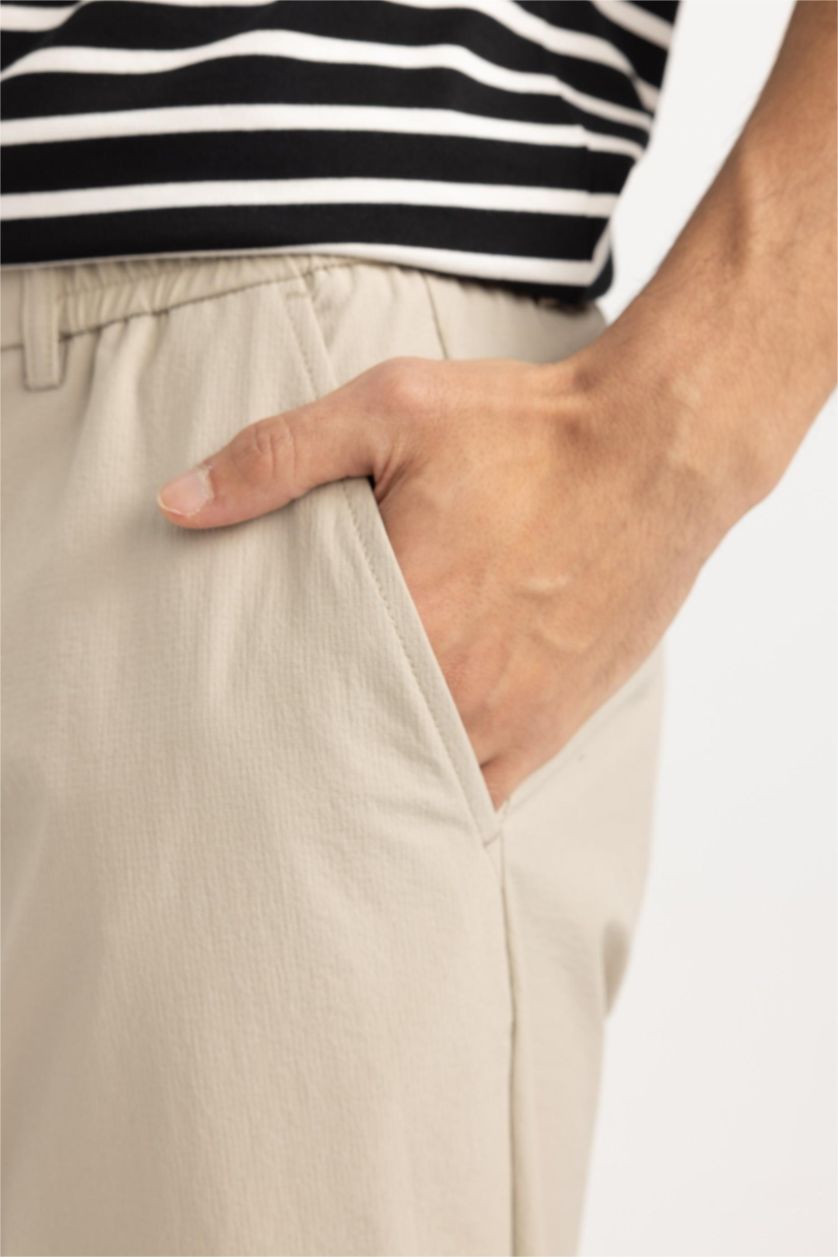 Erkek Taş Jogger Yazlık Kumaş Pantolon Düz Paça Cepli