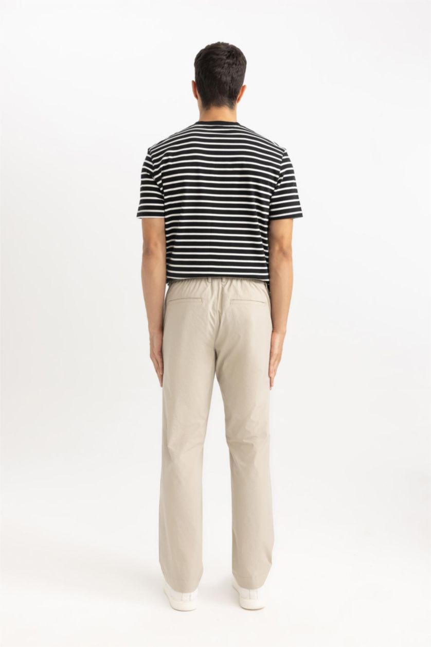 Erkek Taş Jogger Yazlık Kumaş Pantolon Düz Paça Cepli