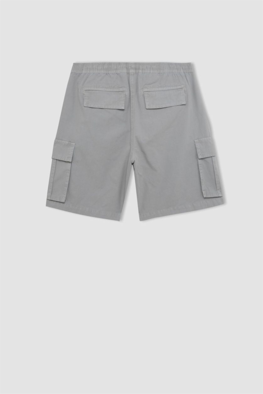 MAN Light Grey Cargo Fit Gabardine Bermuda Shorts