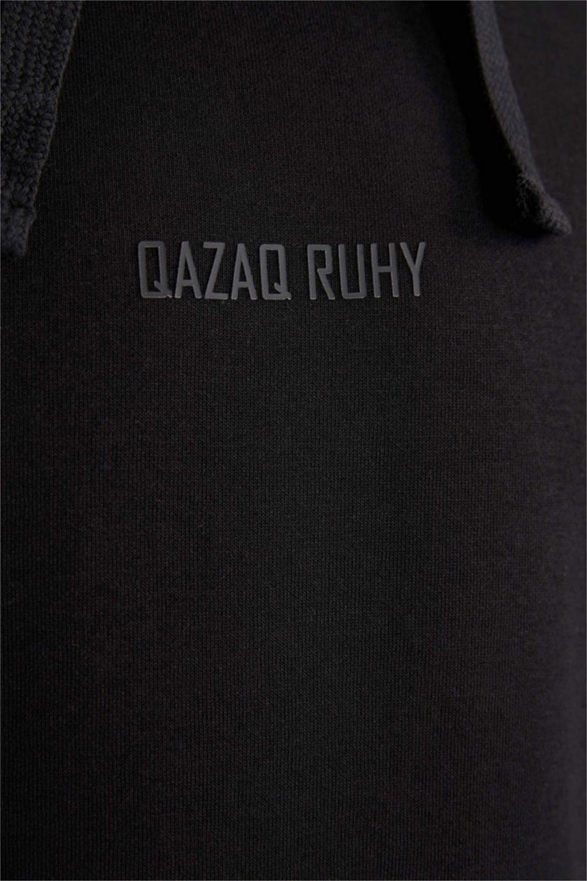 Мужчины Черный Свитшот оверсайз с капюшоном