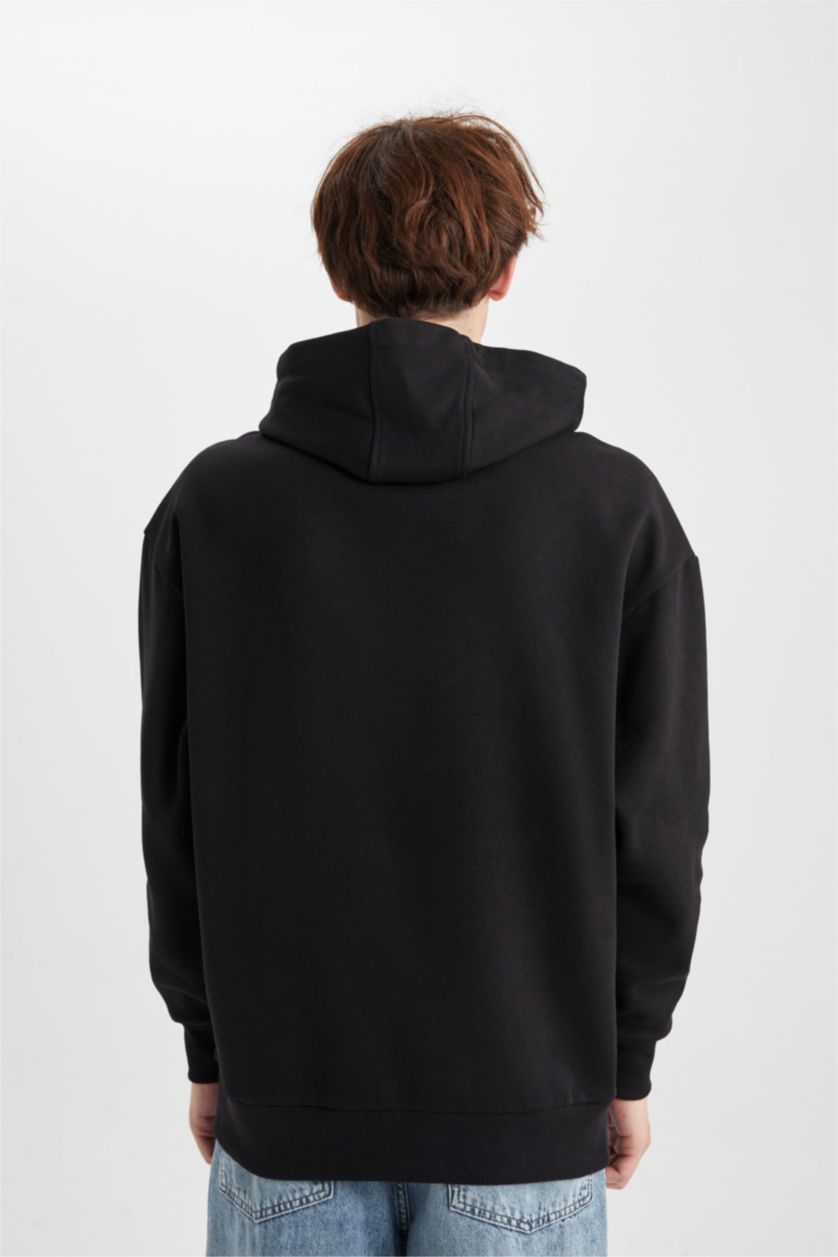 Мужчины Черный Свитшот оверсайз с капюшоном