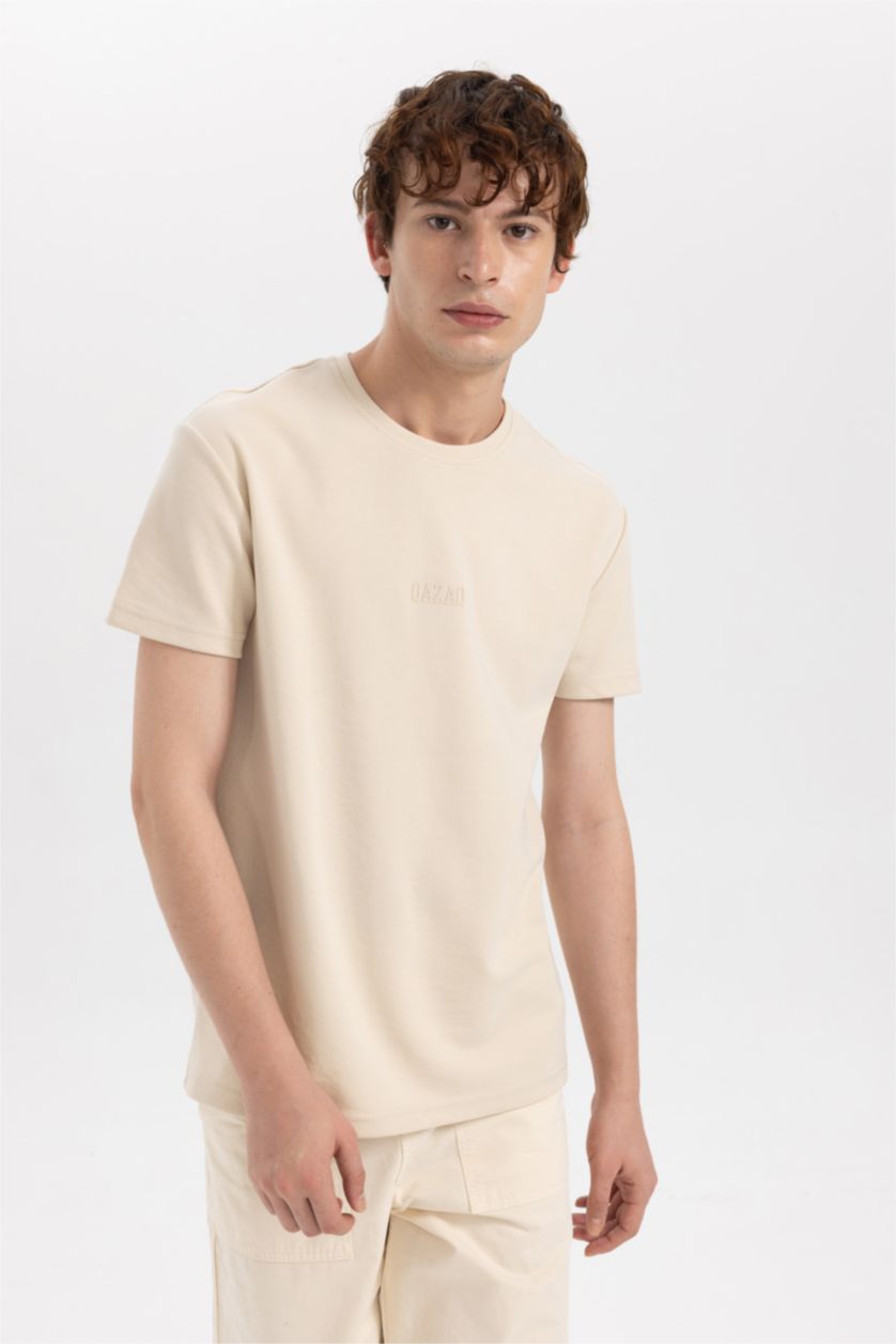 Men Sand Regular Fit Short Sleeve T-Shirt