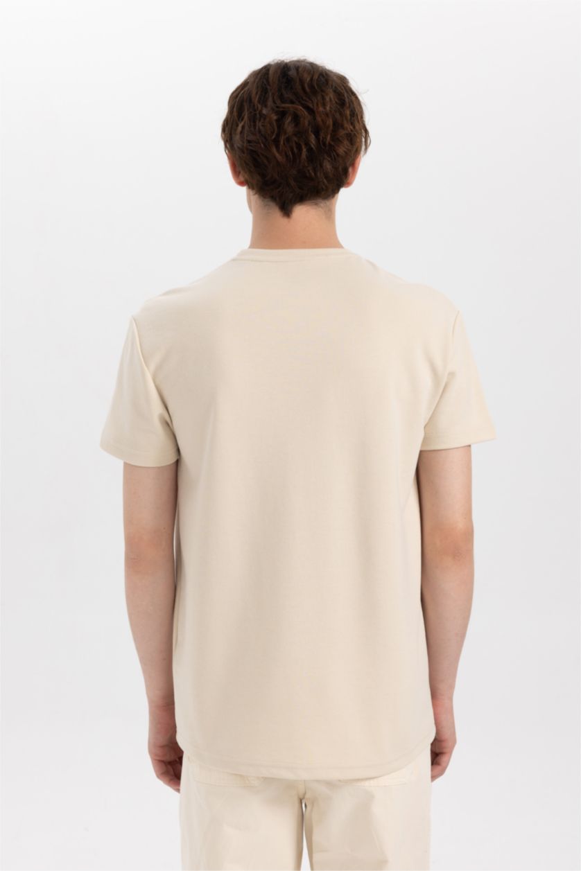 Men Sand Regular Fit Short Sleeve T-Shirt