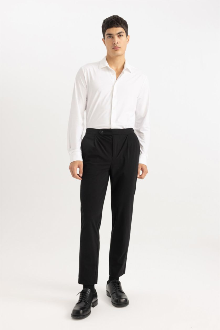 رجال أبيض قميص بولو جيرسي كم طويل سليم فيت