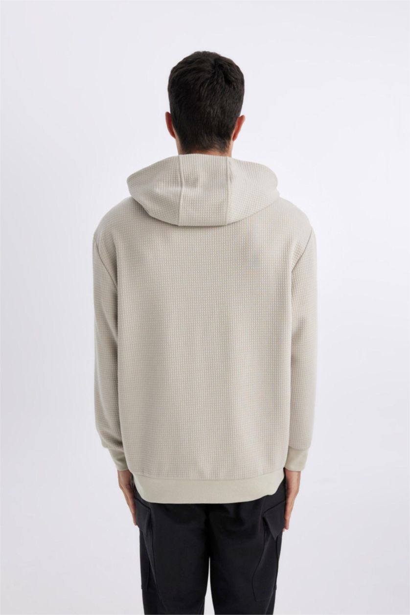 Мужчины Светло-бежевый Свитшот оверсайз с капюшоном