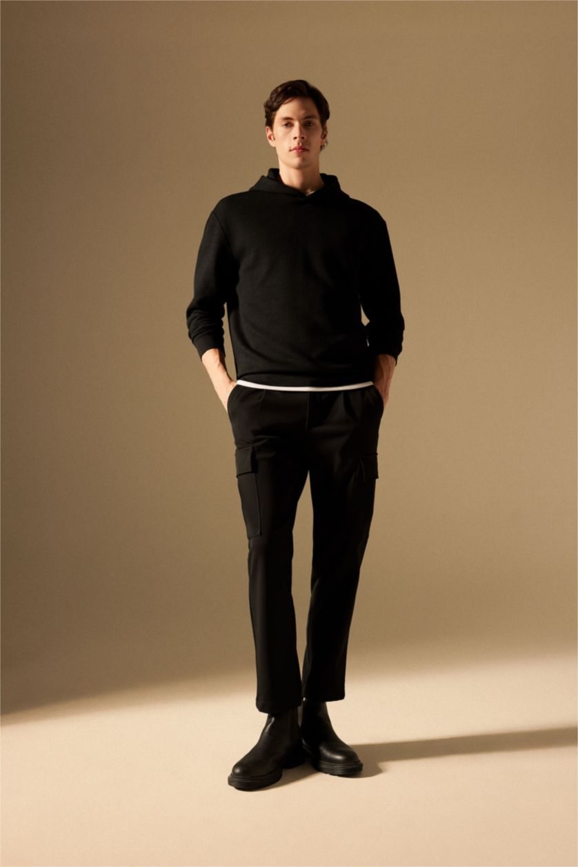 Ерлер қара үлкен пішім бас киімді Свитер