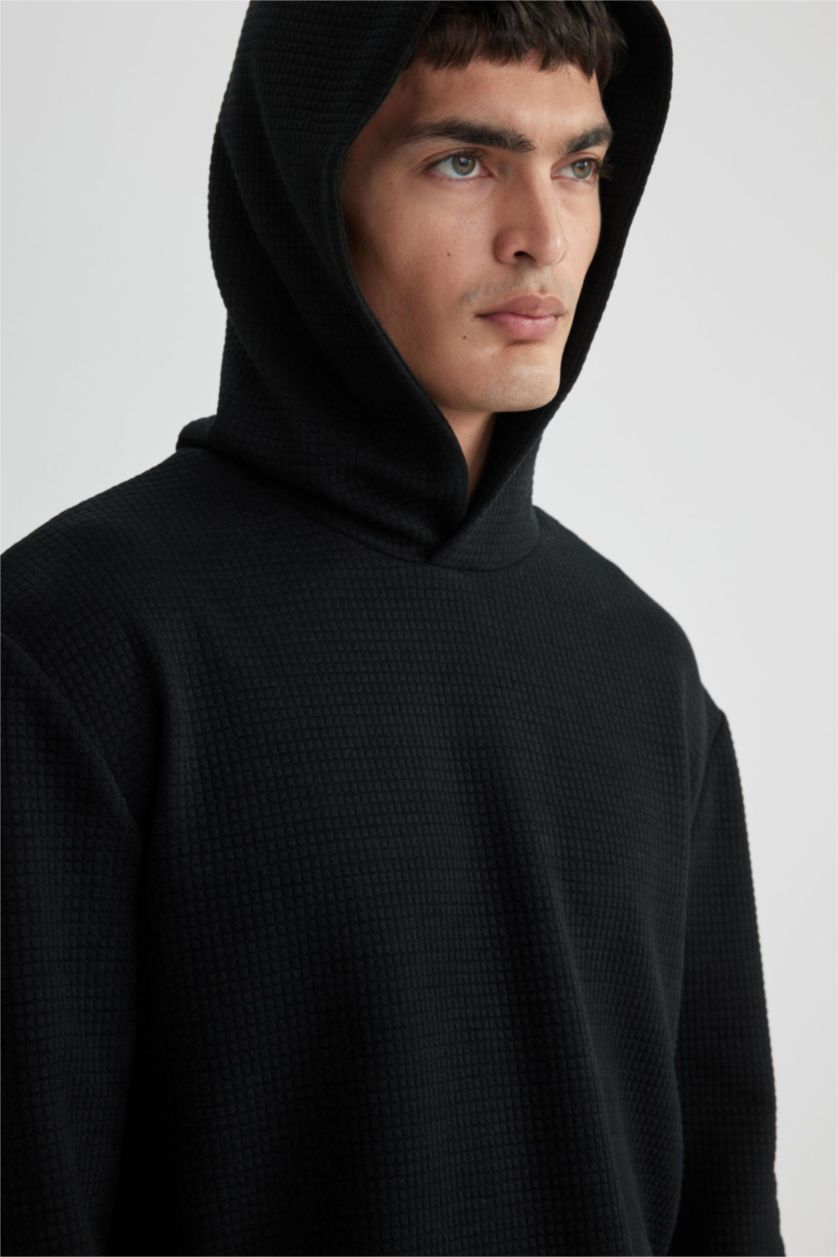 Ерлер қара үлкен пішім бас киімді Свитер