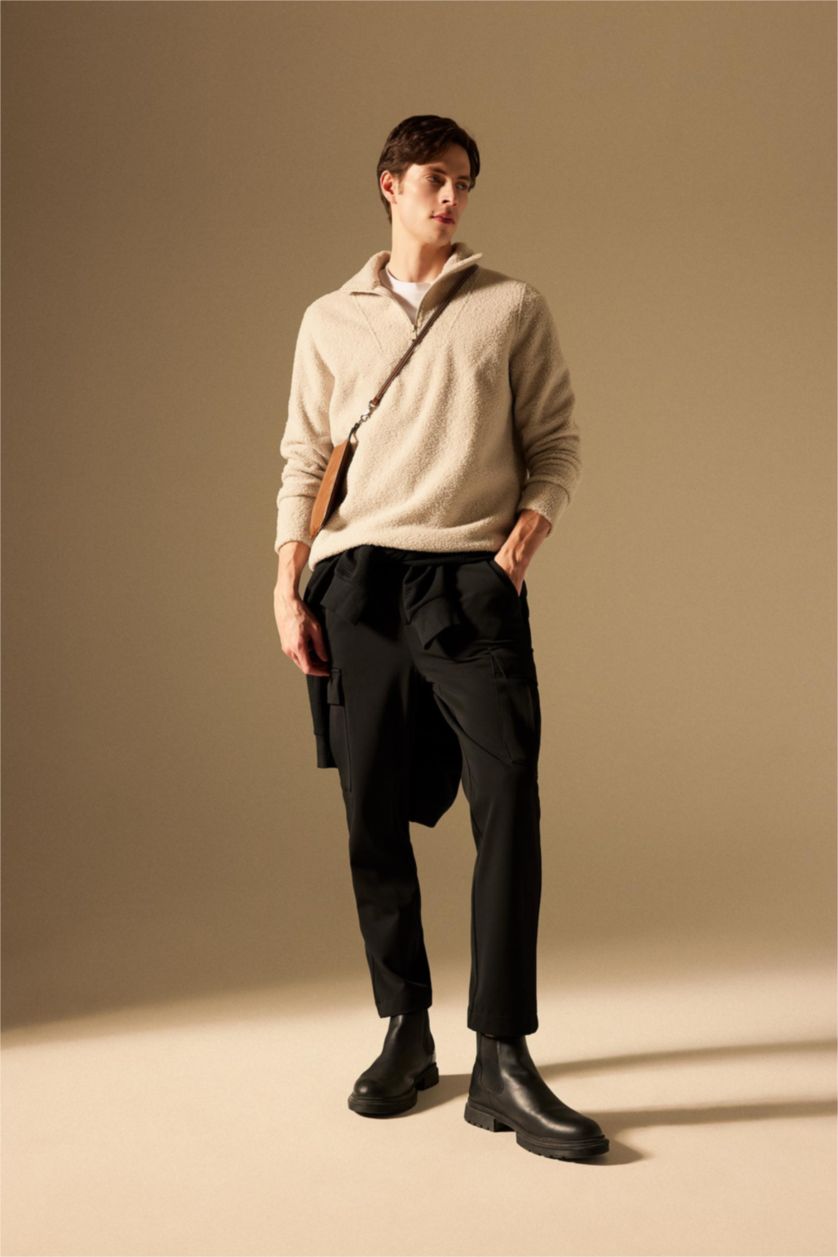 رجال بيج فاتح سويت شيرت فرو قصة عادية بياخة عالية