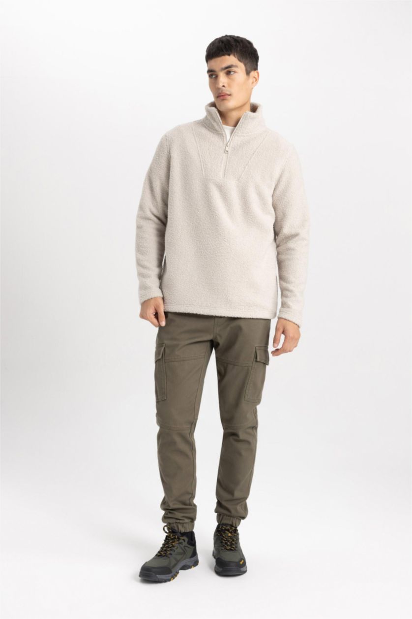 رجال بيج فاتح سويت شيرت فرو قصة عادية بياخة عالية