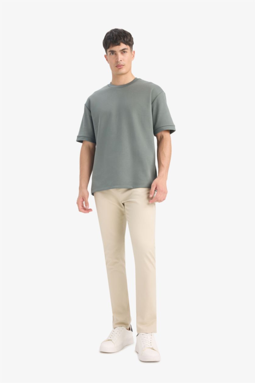 MAN Green Oversize Crew Neck Heavy Fabric Basic T-Shirt