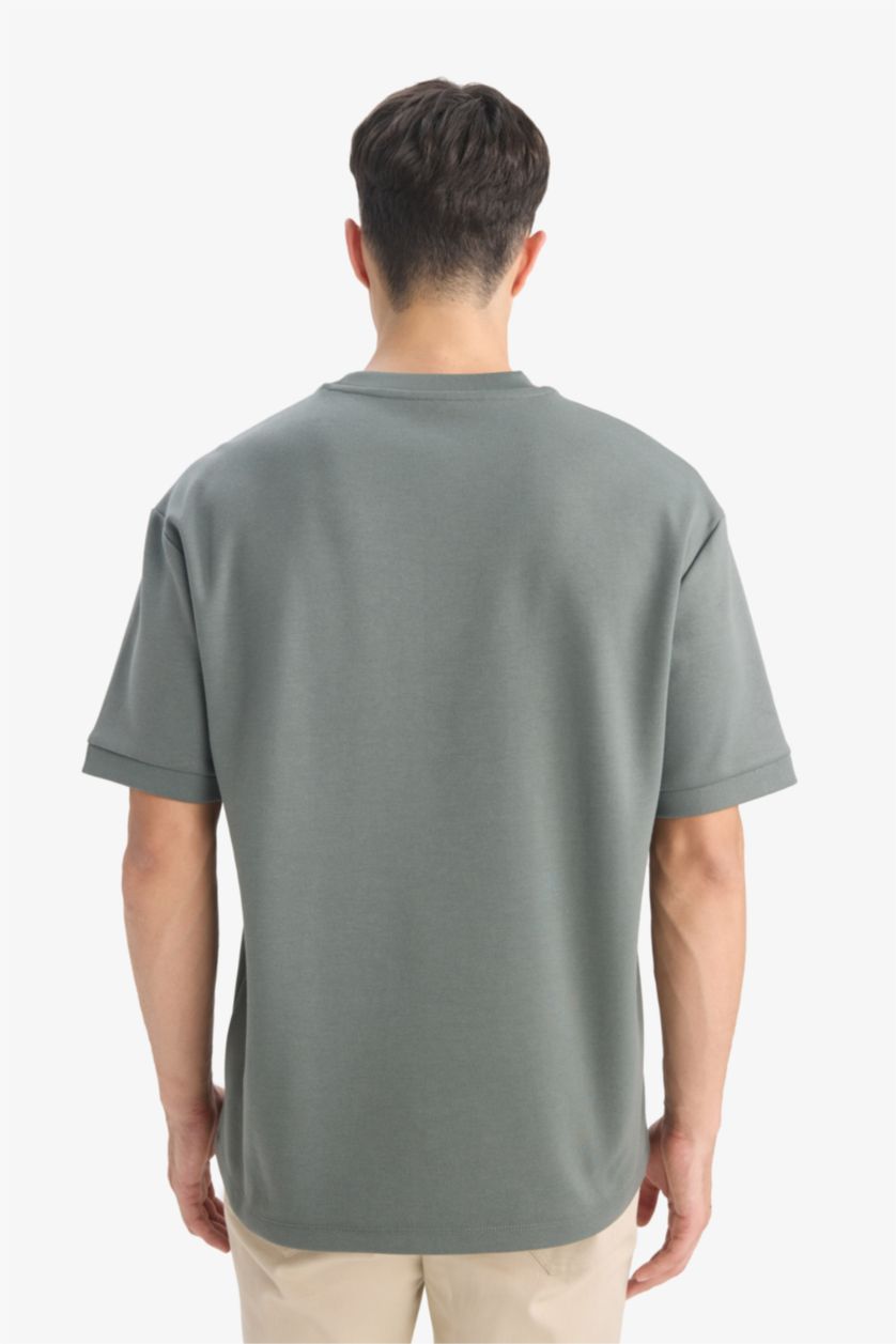 MAN Green Oversize Crew Neck Heavy Fabric Basic T-Shirt